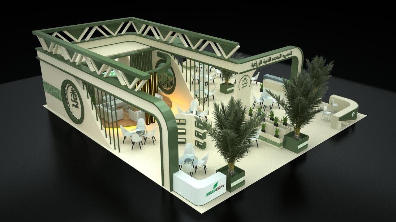 Exhibition booth during the construction stage